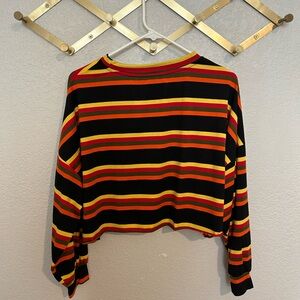 Amazon Black, Red, and Yellow Striped Long Sleeve Top